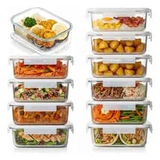 Kit 10 Potes Herméticos Vidro 640ml Marmita Forno Microondas Vidro