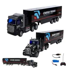 Carrinho Controle Remoto Caminhão Cargo Truck Recarregável Preto Cargo Truck