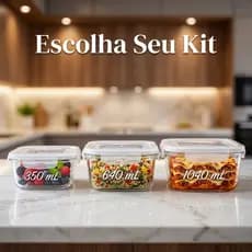 Monte seu Conjunto De Potes Vidro 1040/640/350 ml Hermético Marmita Forno Refratário Fitness Retangular
