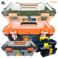 Caixa de Ferramentas 18.3" Reforçada Tática Fecho Metal Maleta Organizadora para Ferramentas e Pesca