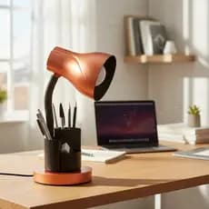 Luminária Abajur de Mesa Escrivaninha Direcionável Escritório Home Office Estudo Porta Lápis Caneta