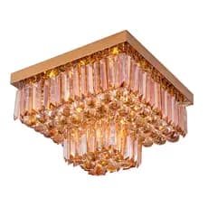 Plafon de Sobrepor Quarto Sala Cristal Legítimo Cake Quadrado 40cm Bivolt
