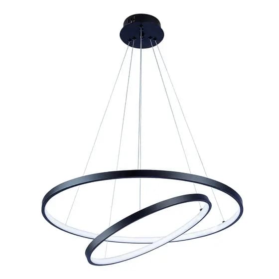 Lustre Sala de Jantar Pendente Quarto Decoração Moderno 2 Anéis 40 e 60cm Arco Ring Led 45W 6500K