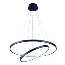 Lustre Sala de Jantar Pendente Quarto Decoração Moderno 2 Anéis 40 e 60cm Arco Ring Led 45W 6500K