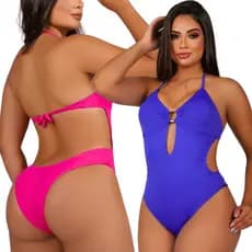 Maiô Feminino Moda Praia Liso com Bojo Biquíni Engana Mamãe Maio