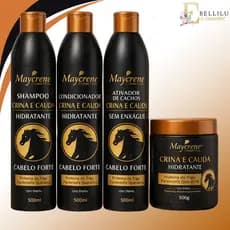 Kit Crina e Cauda Crescimento Capilar  - Maycrene (Shamp, Cond, Máscara e Ativador De Cachos)