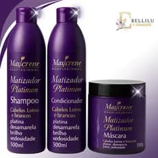 Kit Capilar Matizador Platinum Profissional  Shampoo + Mascara + Condicionador - Maycrene Cosméticos Pronta Entrega