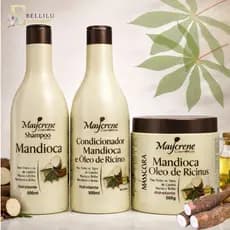 Kit Mandioca e Óleo de Ricinus 500ML( Shampoo Condicionador Máscara)