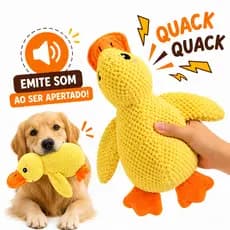 Brinquedo Interativo de Pelúcia Pato para Cães e Gatos com Som Mordedor Macio Antiestresse Pet