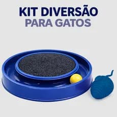 Kit Brinquedos para Gatos Arranhador Redondo com Bolinha Interativo + Ratinho - Especial 2 em 1