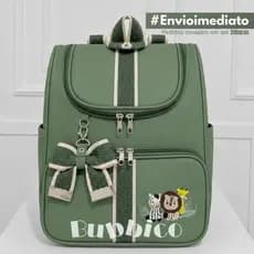 Mochila Maternidade Multiuso Bordado l Térmica I Impermeável com Faixa e Laço BUBBICO
