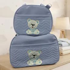 Kit de Bolsa Maternidade 2 peças Personalizado com Urso I Impermeável Térmica I Menino Menina