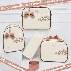 Kit Maternidade 4 Peças Bordado Safari térmico Impermeável l trocador Luxo BUBBICO