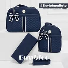 Kit Bolsa Maternidade Com Faixa e Laço 3 Peças Menina/Menino BUBBICO