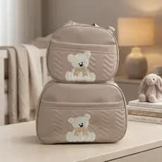 Kit de Bolsa Maternidade 2 peças Personalizado com Urso I Impermeável Térmica I Menino Menina BUBBICO
