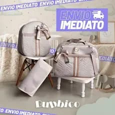 Kit Bolsa Maternidade De Linho com Faixa e Lacinho 3 peças Térmica e Impermeável BUBBICO