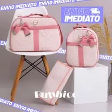 Kit Bolsa Maternidade Com Faixa e Laço 3 Peças Menina/Menino BUBBICO