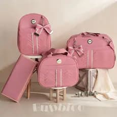 Kit Bolsa Maternidade Com Laço e Faixa 4 Peças Menina/Menino, Térmico Impermeável BUBBICO