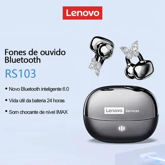 Lenovo RS103 Bluetooth 6.0 Sem Fio Com Microfone TWS Em Forma De U Tipo Clipe De Ouvido Controle De Toque Atualizado Bat