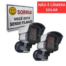 Kit 02 Câmeras Falsas Micro com Led Bivolt + Placa Sorria