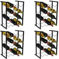 Kit 4 Adegas De Parede Tubo de Aço Quadrado para 64 Garrafas