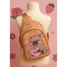 Bag infantil transversal capivara com zíper para ir ao parque