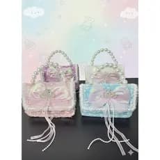 Bolsa de mão de perolas infantil delicada meninas presente laços
