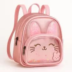 Mochila de costas infantil gatinho com bolso frontal e alça ajustável