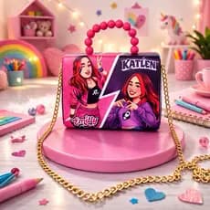 Bolsa de mão feminina Emily Vick com alça em pérolas e alça em corrente