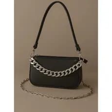 Bolsa feminina de ombro transversal com duas correntes lateral estilo blogueira 2026 moda luxo