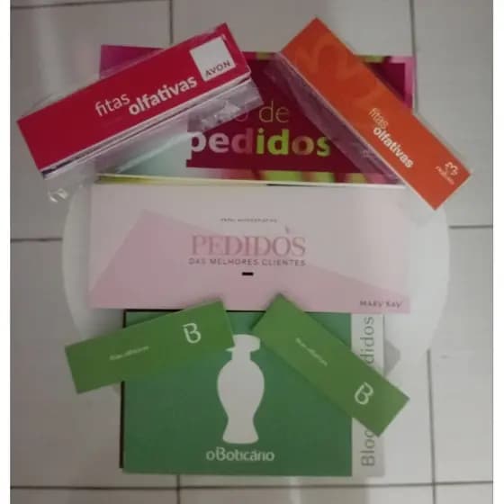 Talões de Pedidos e Fitas Olfativas Mary Kay, Natura e O Boticário