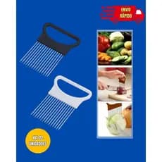 KIT 02 Suportes Cortador Cebola Tomate  Fatiador Alimentos Manual Inox para Cozinha  Legumes Frutas