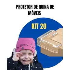 kit 20 Protetores Quina Silicone Padrão Reto Redondo Segurança Criança Bebê Idoso Proteção Promoção