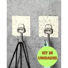 Kit 20 Ganchos Parede Adesivo Inox Fixa Forte Gancho Adesivo Multiuso Casa Cozinha Banheiro