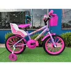 Bicicleta Infantil Menina Aro 16 Gy Bike Aros de Nylon C/ Cestinha C/ Cadeirinha P/ Boneca