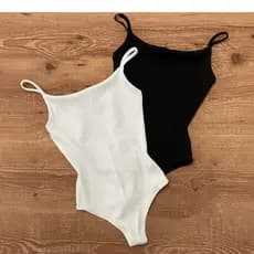Kit 2 Body Canelado Feminino Alcinha Fina Forrado Tecido Premium Moda Basica