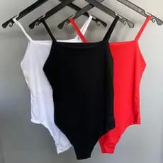 Kit 3 Body Feminino Canelado Alcinha Fina Forrado Tecido Premium Moda Basica