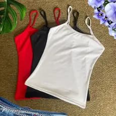Kit 3 Blusa Regata Feminina Básica Alcinha Canelada