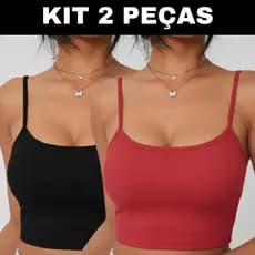 KIT 2 cropped top alcinha blusa feminina canelado Premium básico