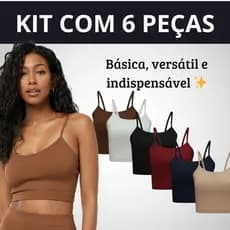 Kit 6 cropped top alcinha blusa feminina canelado Premium básico
