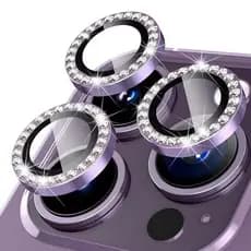 Kit Vidro Película Lente De Câmera Brilho Diamante Para Iphone 11 12 13 14 15 Pro Max Luxo Bling Diamante Camera Lente