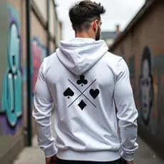 Blusa de Frio Moletom Canguru Estampado Ás Baralho Unissex Com Capuz