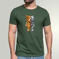 Camiseta Masculina Básica Algodão Urso Robô linha Premium