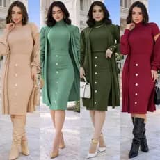 tri conjunto veronica  moda feminina  conjunto de três peças saia  blusa e sobretudo moda feminina