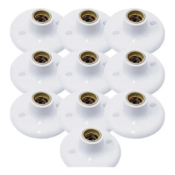 Kit 10 Plafon Suporte Lâmpadas Redondo Bocal E27 Branco 110v 220v Paflon de teto casa cozinha