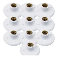Kit 10 Plafon Suporte Lâmpadas Redondo Bocal E27 Branco 110v 220v Paflon de teto casa cozinha