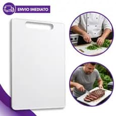 Tábua de Corte Branca Grande Grossa 37,5x23,5 Higienica Carne Legumes Cozinha PVC Uso Profissional