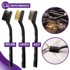 Escova Multiuso Kit Completo Aço Latão Nylon Limpeza Pesada e Delicada