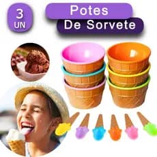 KIT 3 TIGELA DE SOBREMESA SORVETE AÇAI CEREAL COLORIDA POTE TIGELA INFANTIL