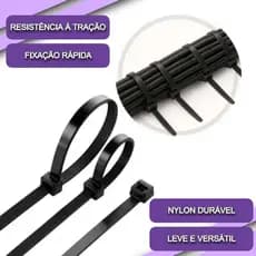 Abraçadeira de Nylon 3,6mm x 300mm Pacote c/ 100 Un Presilha para Cabos Forte e Resistente